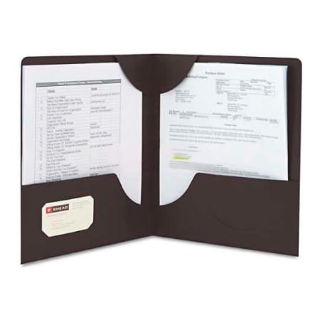 Smead Smead  Lockit Two-Pocket Folder, Leatherette Stock, 11 x 8-1/2, Black, 25/Box 87981